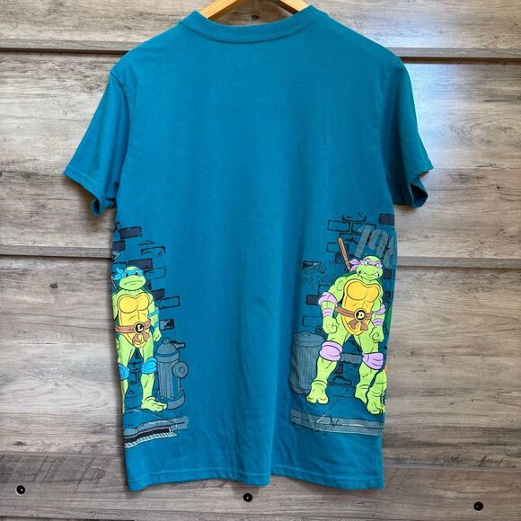 Nickelodeon Teenage Mutant Ninja Turtles Embroidered & Print Blue T-shirt Men's - Picture 2 of 7